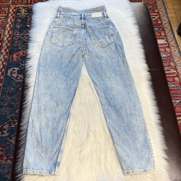 Bershka Light Blue Distressed Wrap Waist Jeans - Picture 5 of 8